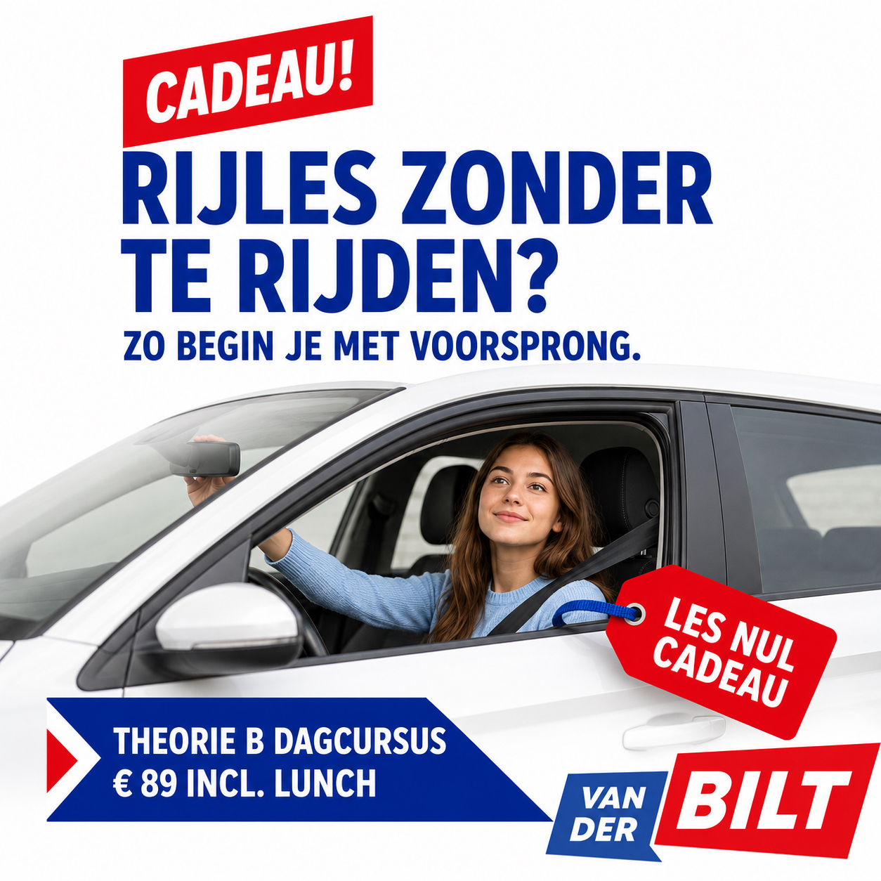 Leerling leert een lesvoertuig kennen tijdens Les Nul in Rotterdam